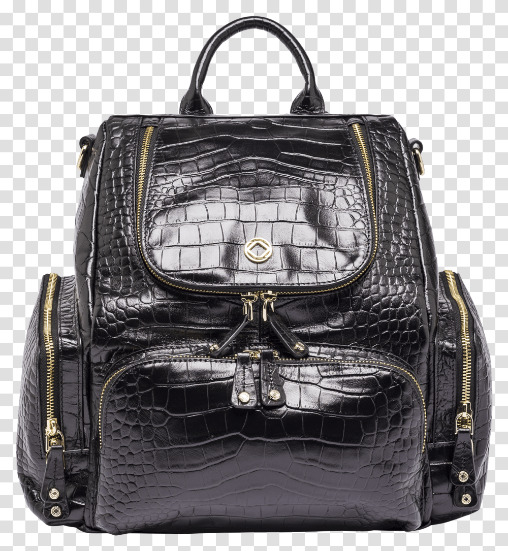 Amber Midi Black Croc Limited Edition Leather Backpack Handbag, Accessories, Accessory, Purse Transparent Png