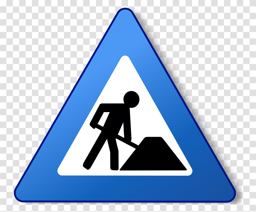 Ambox Warning Blue Construction, Triangle, Sign, Road Sign Transparent Png