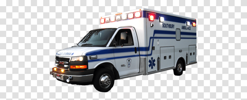 Ambulance Ambulance With Lights On, Van, Vehicle, Transportation, Truck Transparent Png