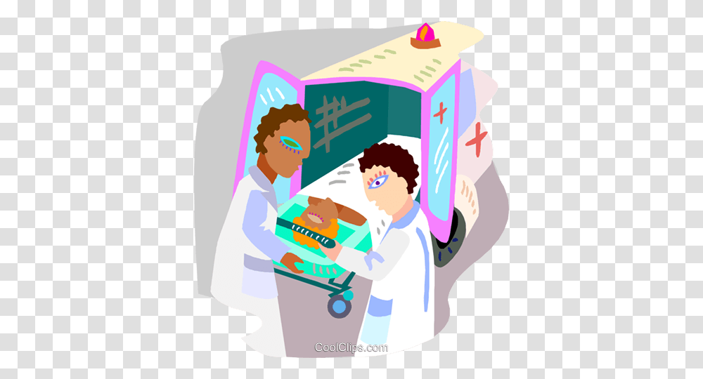 Ambulance Attendants With A Patient Royalty Free Vector Clip Art, Person, Poster, Carton, Box Transparent Png