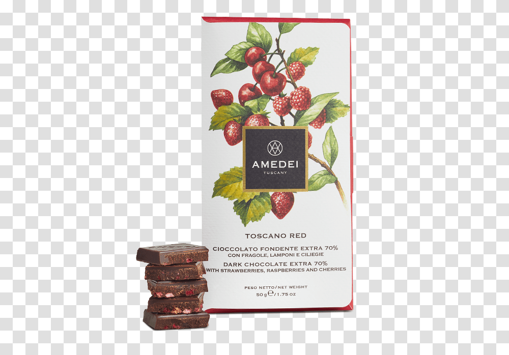 Amedei Toscano Red 70 Dark Chocolate Bar Erdbeeren 70 Dunkle Schokolade, Plant, Fruit, Food, Poster Transparent Png
