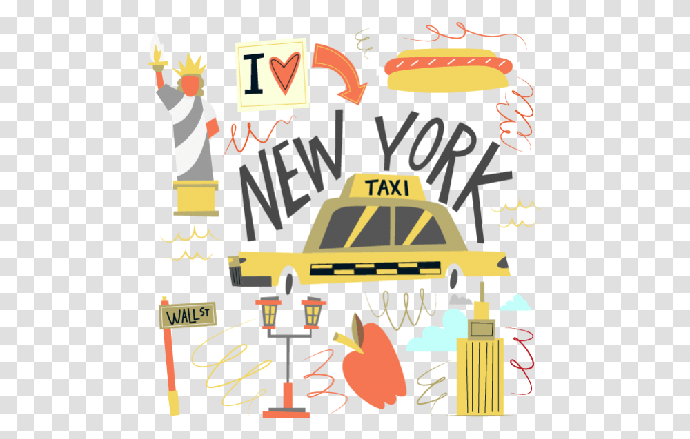 America New York Taxi Wall Sticker Window Nursery Clip Art, Car, Vehicle, Transportation, Automobile Transparent Png