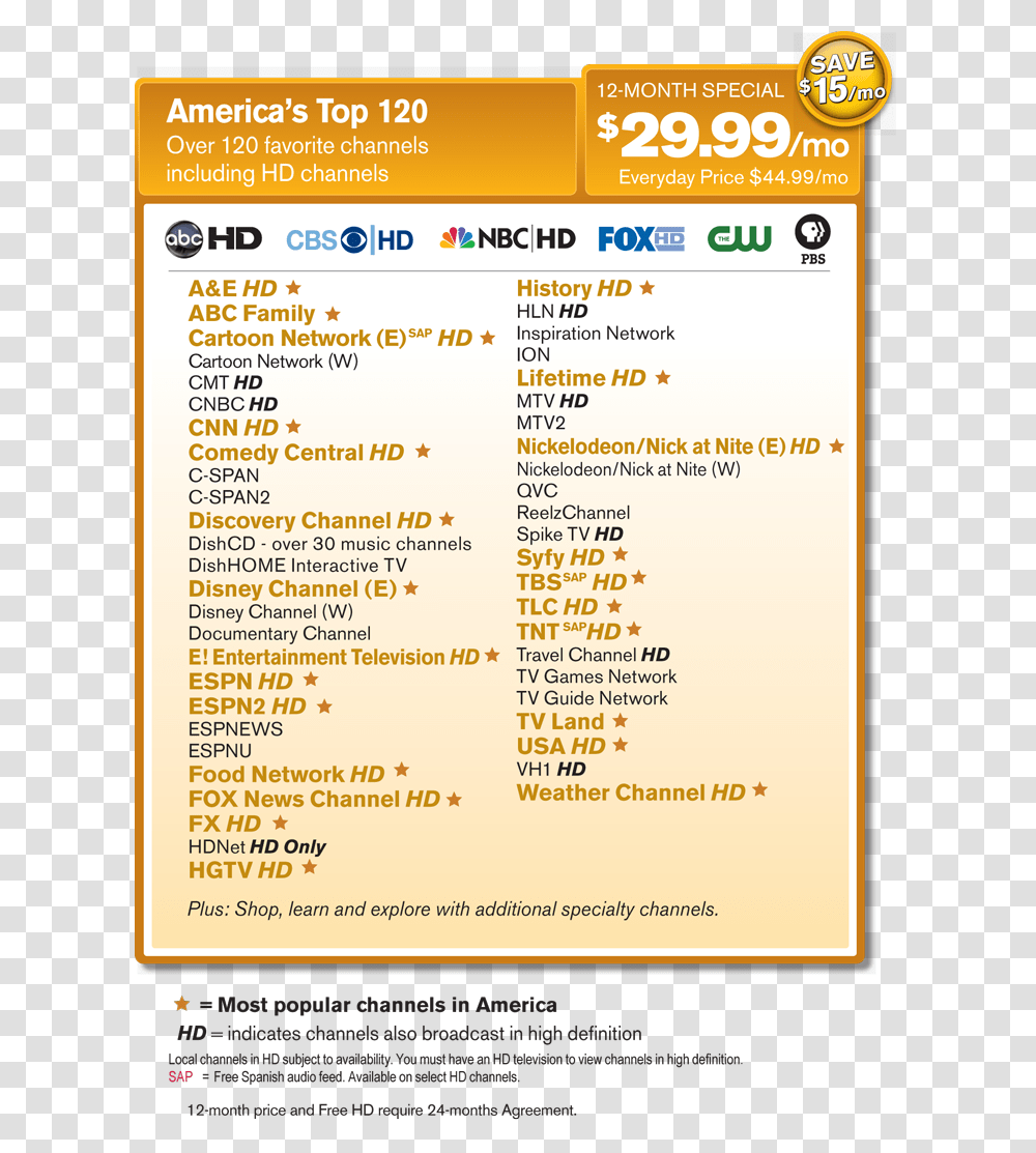 America's Top 120 Channel Line Up Dish America's Top, Menu, Flyer, Poster Transparent Png