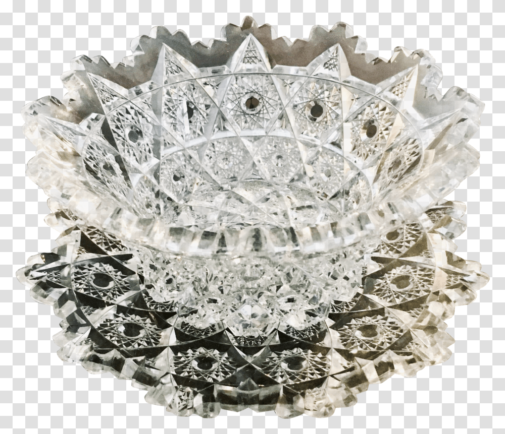 American Brilliant Cut Crystal Ice Cream Dish And Platter Headpiece Transparent Png