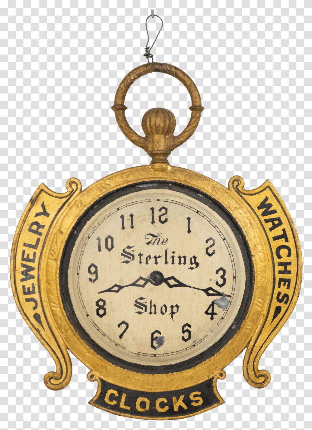 American Country Tole Gold Clock Sign Solid Transparent Png