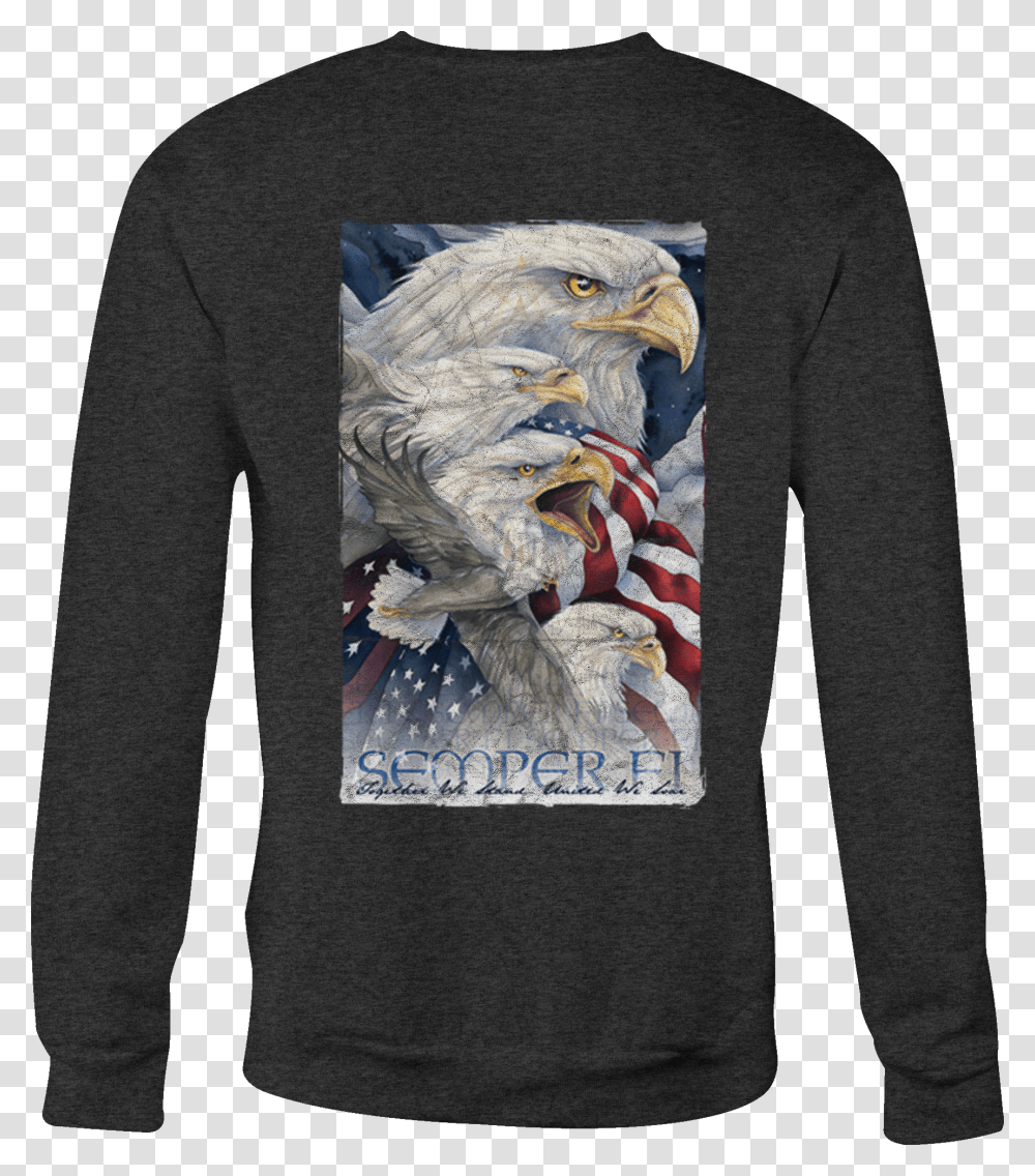 American Crewneck Sweatshirt Semper Fi We Stand Shirt Eagles With Flag Of The United States Transparent Png