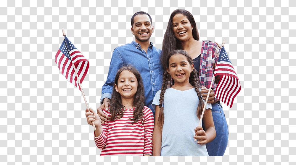American Family Outside House, People, Person, Human, Flag Transparent Png