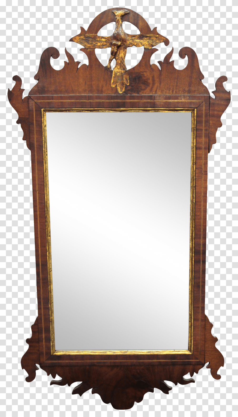 American Federal Mirror With Scrollwork And Carved Eagle Antique Transparent Png