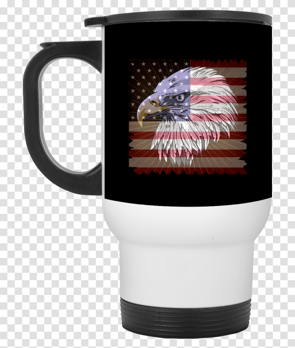 American Flag Eagle White Travel Mug Mug, Coffee Cup, Bird, Animal, Milk Transparent Png