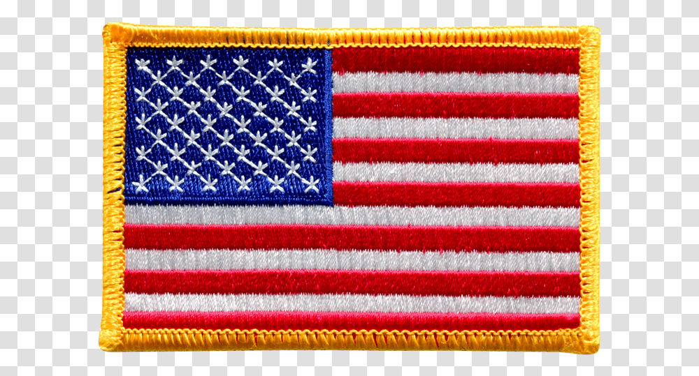 American Flag Gold Border American Flag Patch, Rug, Symbol, Blanket Transparent Png
