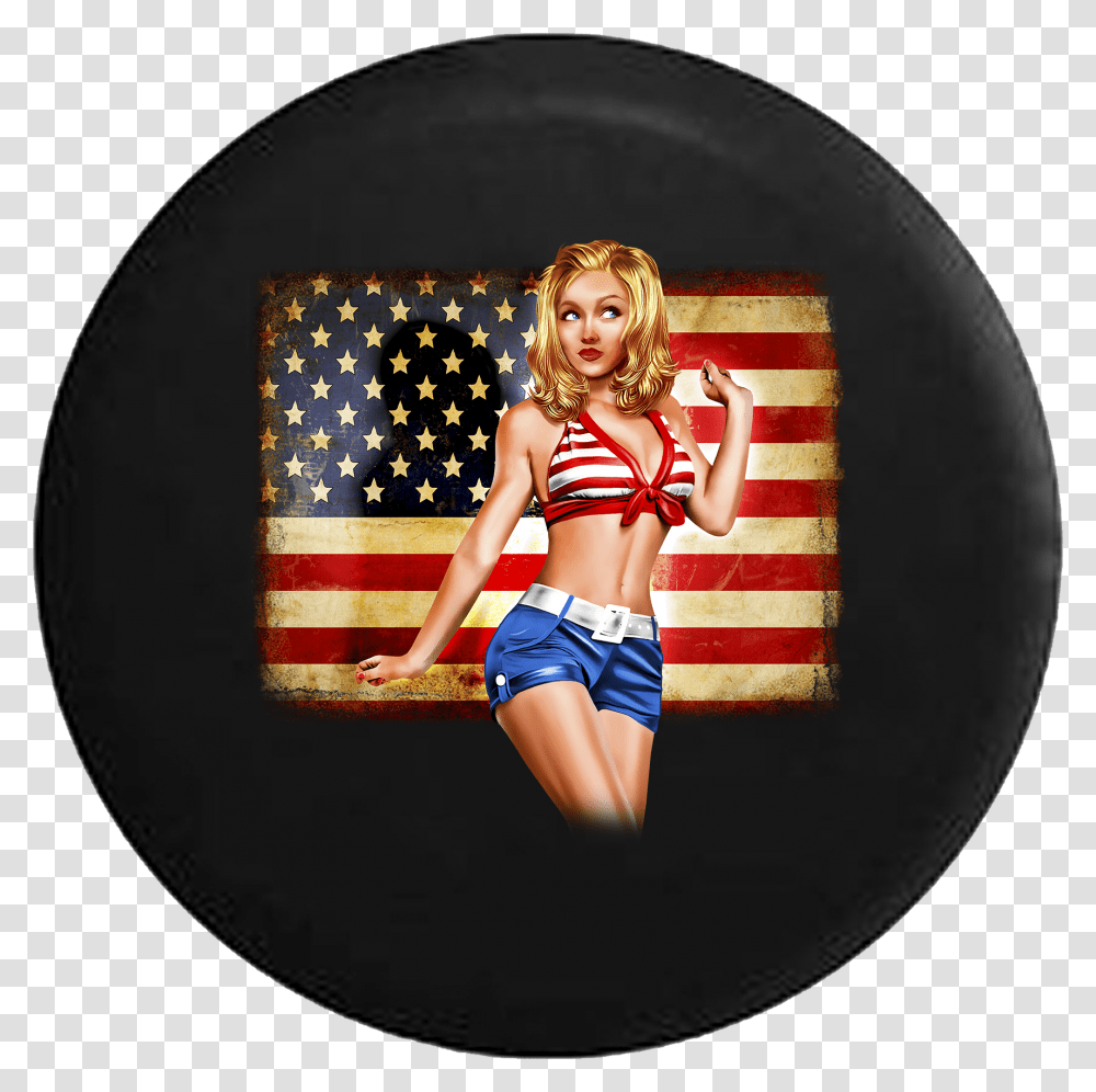 American Flag Pinup Girl Bikini Model Louis Xvi, Shorts, Person, Leisure Activities Transparent Png