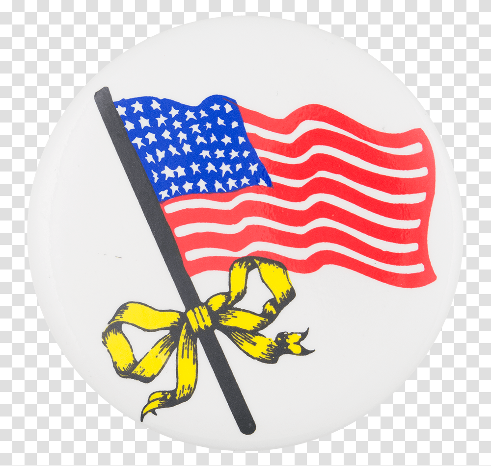 American Flag With Yellow Ribbon Cause Button Museum, Logo, Trademark, Bird Transparent Png