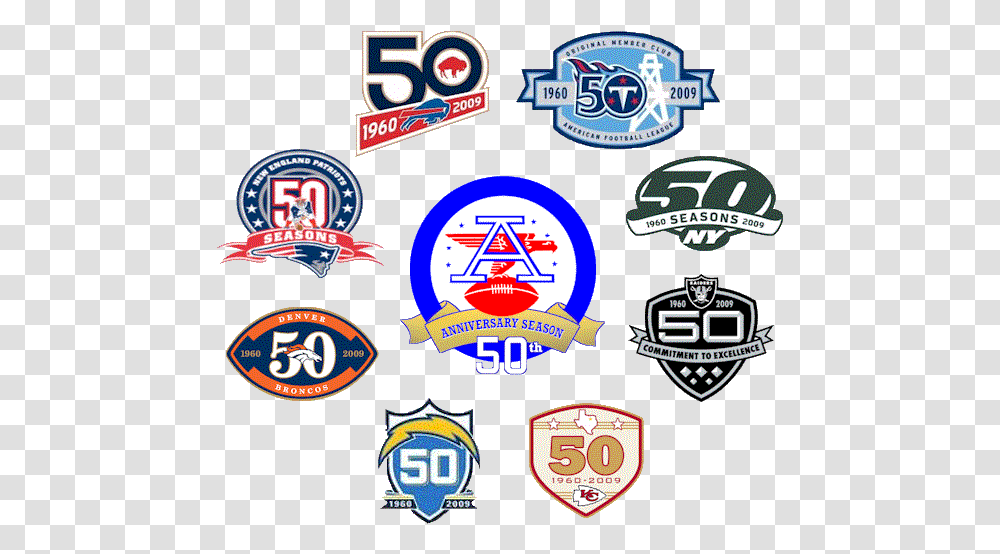 American Football League Nfl Anniversary Patches, Logo, Symbol, Trademark, Badge Transparent Png