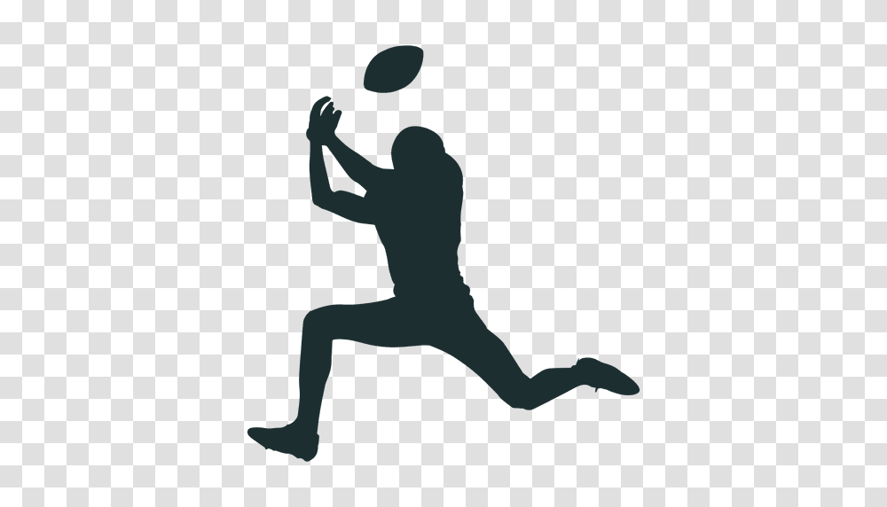 American Football Player Catching Silhouette, Person, Sport, People, Team Sport Transparent Png