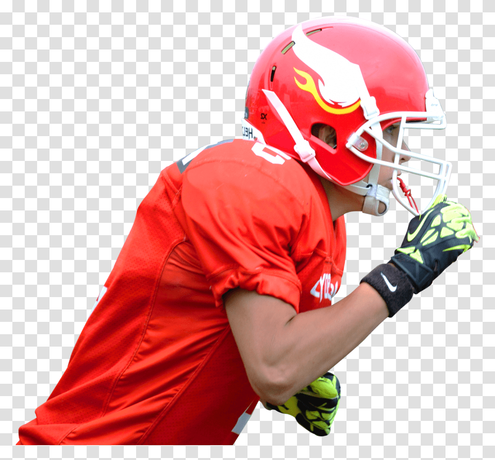 American Football Player Image American Football Red Players Football, Apparel, Helmet, Person Transparent Png