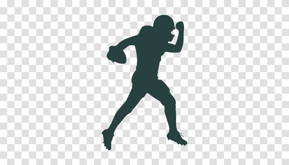 American Football Player Throwing Ball Silhouette, Person, Human, Green, Nature Transparent Png