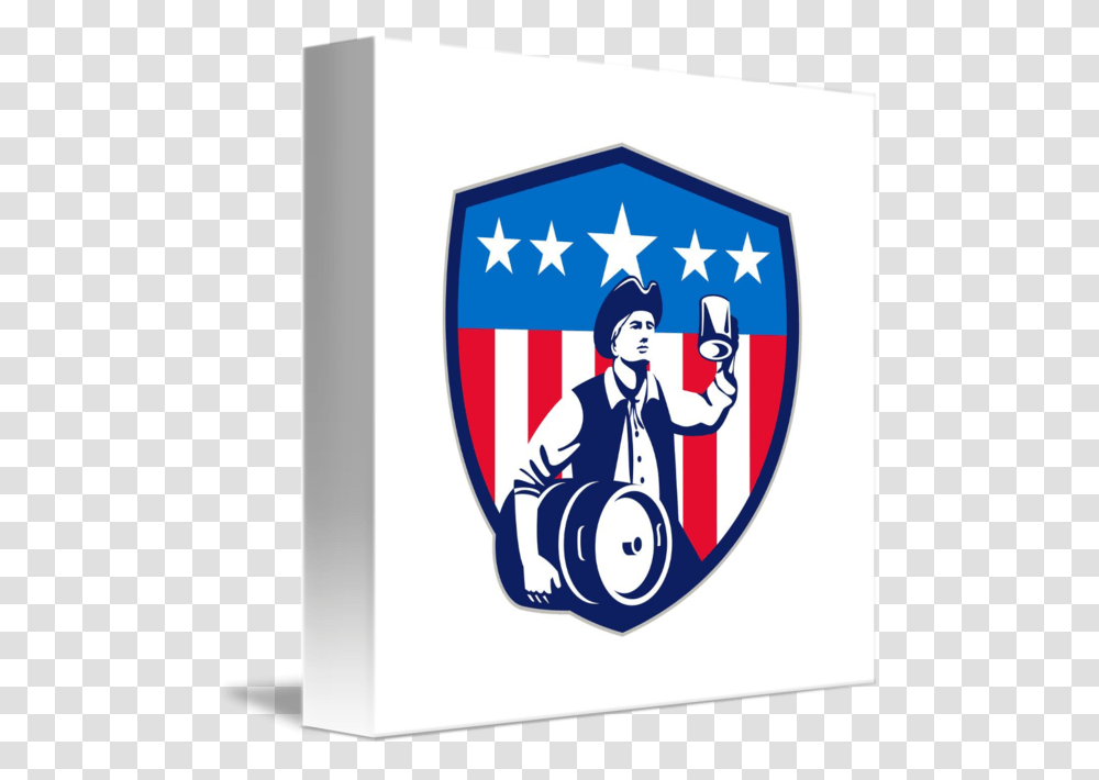 American Patriot Beer Keg Flag Crest Retro, Armor, Shield, Person, Human Transparent Png