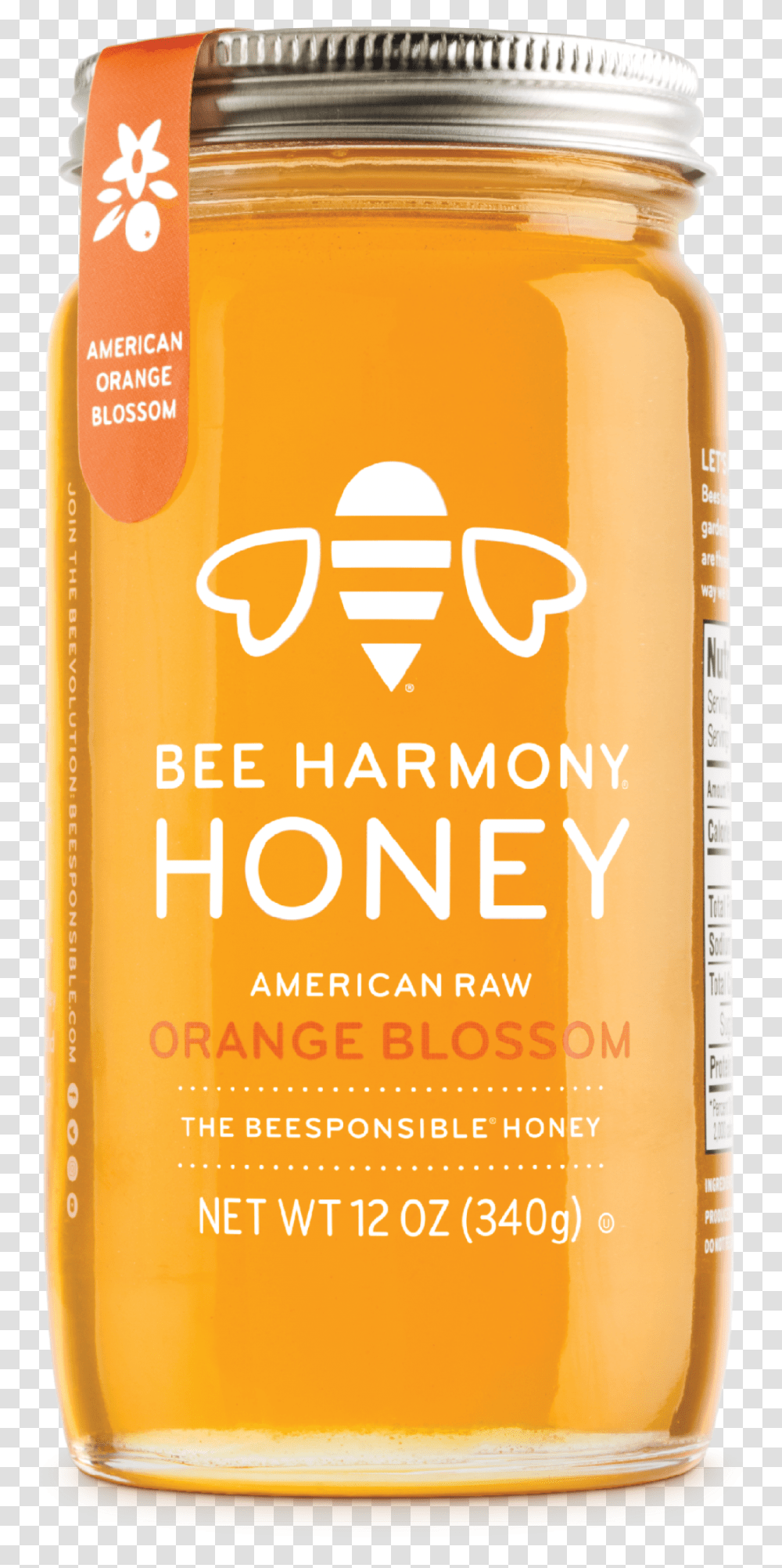 American Raw Orange Blossom Honey, Bottle, Beer, Alcohol, Beverage Transparent Png