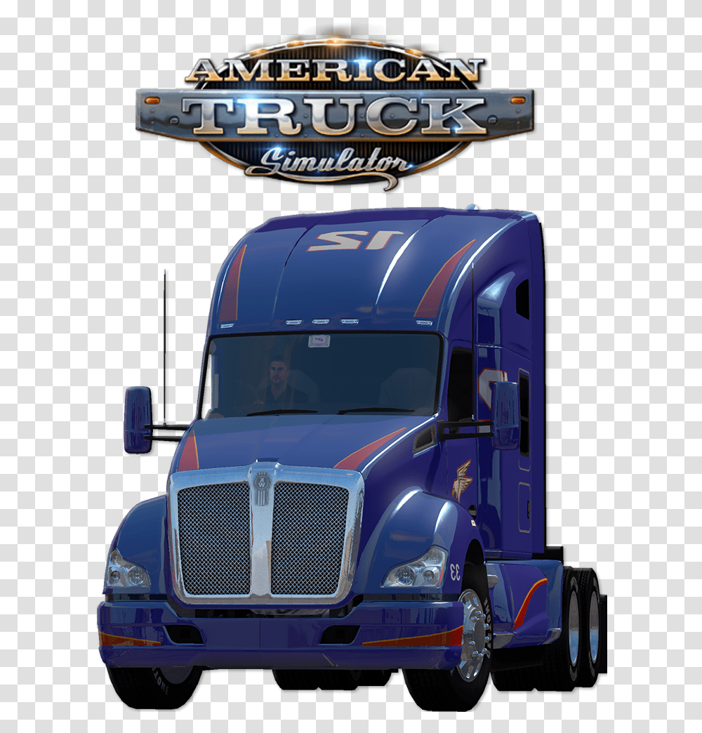 American Truck Simulator Game Pc American Truck Simulator 3 Logo, Person, Human, Vehicle, Transportation Transparent Png
