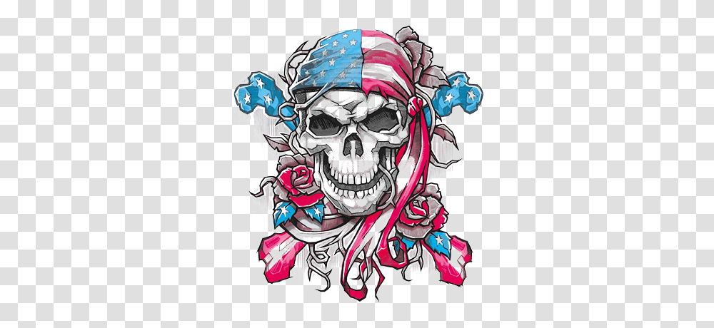 Americana Skull Bandana, Doodle, Drawing Transparent Png