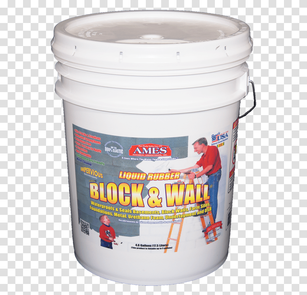 Ames Block Amp Wall Liquid Rubber Coating Bwrf, Paint Container, Person, Human, Bucket Transparent Png