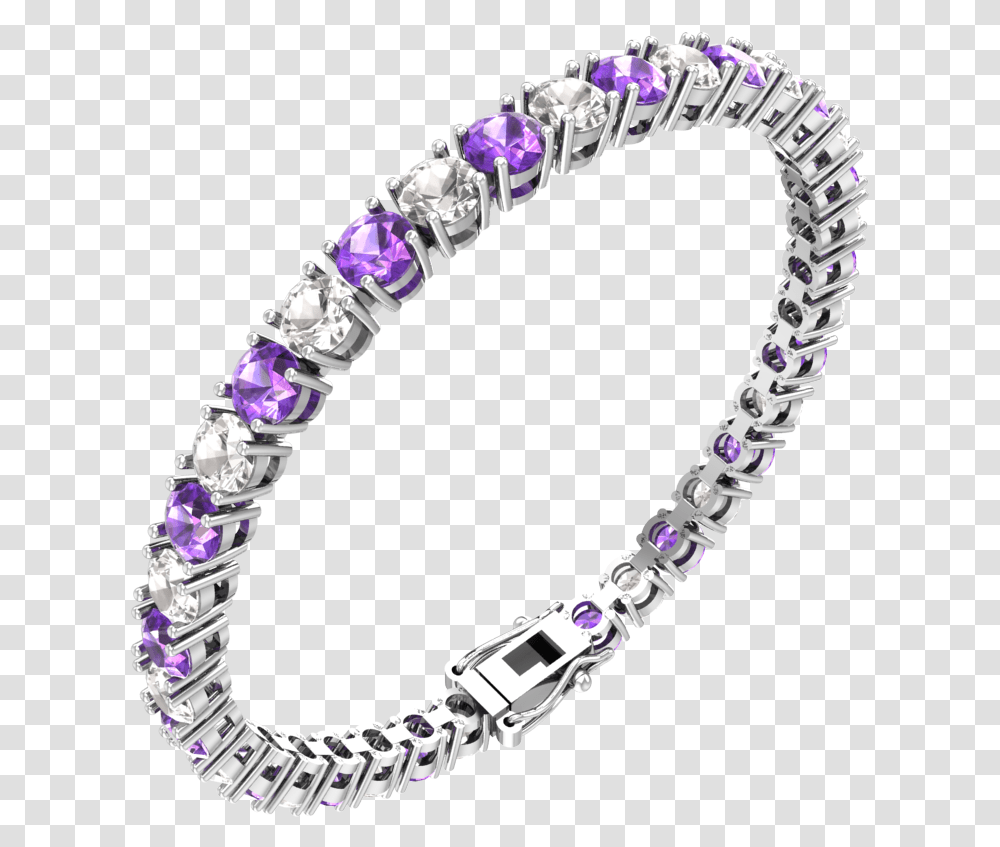 Amethyst And White Topaz Tennis Bracelet Solid, Jewelry, Accessories, Accessory, Gemstone Transparent Png