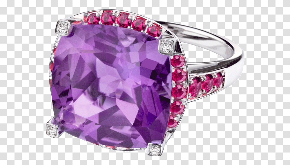Amethyst White Ring, Diamond, Gemstone, Jewelry, Accessories Transparent Png