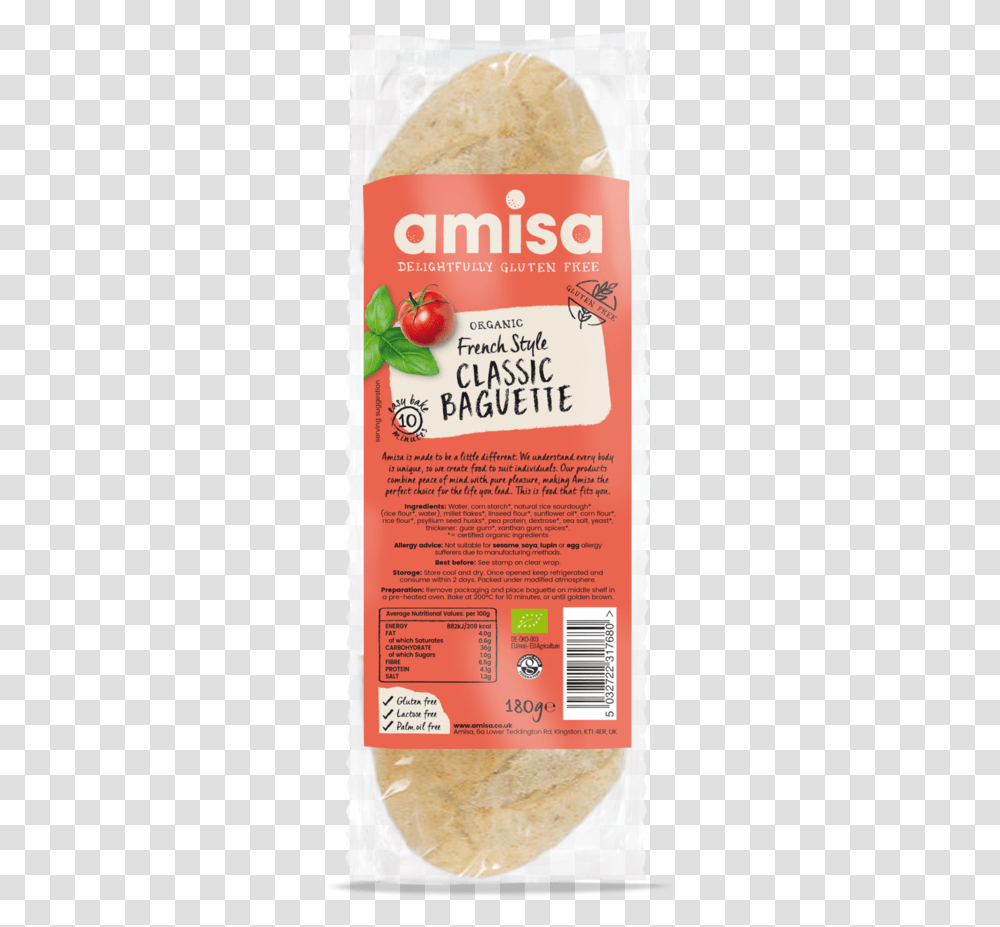 Amisa Organic Gluten Free French Style Classic Baguette Strawberry, Plant, Menu, Food Transparent Png