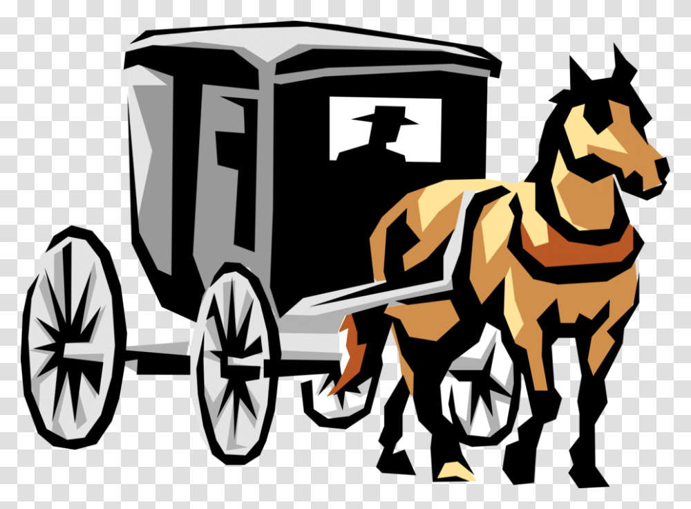 Amish Horse Drawn Carriage, Vehicle, Transportation, Wagon, Horse Cart Transparent Png