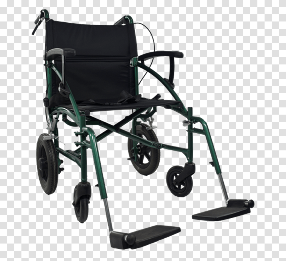 Aml Green Lightweight Transit Wheelchair Wheelchair, Furniture, Machine, Lawn Mower, Tool Transparent Png