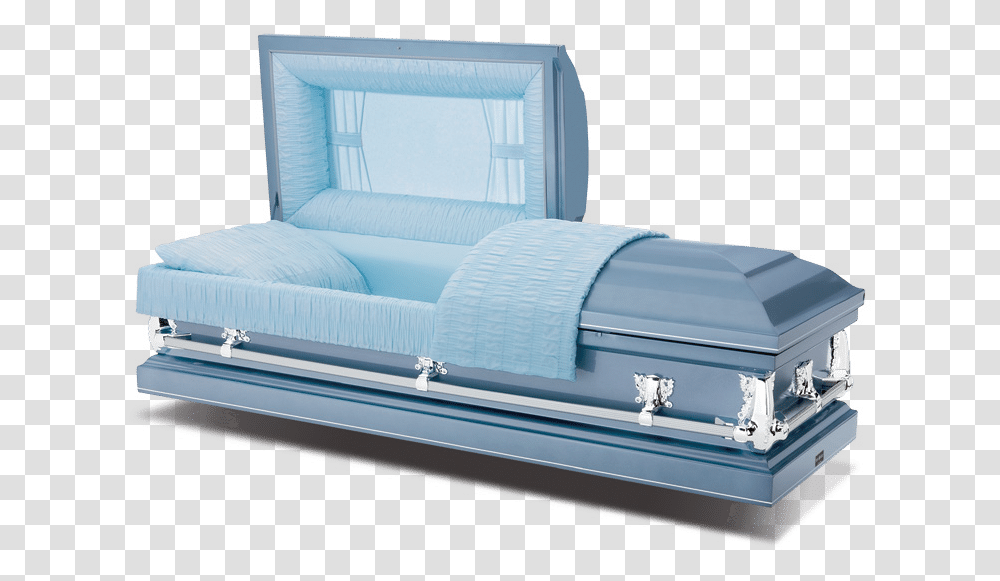 Ammen Family Spectra Blue Casket Casket New Pointe Collections, Bed, Furniture, Couch, Bumper Transparent Png