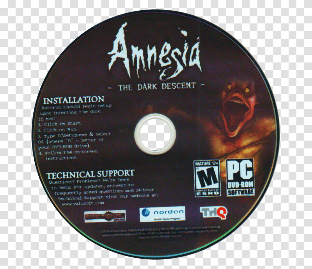 Amnesia The Dark Descent, Disk, Dvd Transparent Png