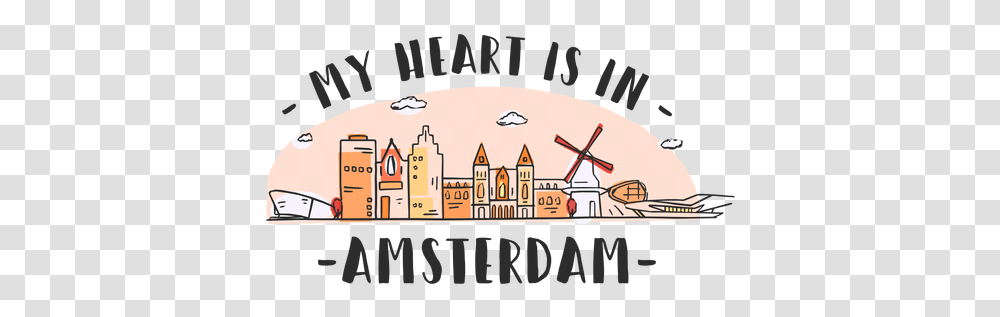 Amsterdam Heart Skyline Cartoon & Svg Amsterdam, Meal, Leisure Activities, Architecture, Building Transparent Png