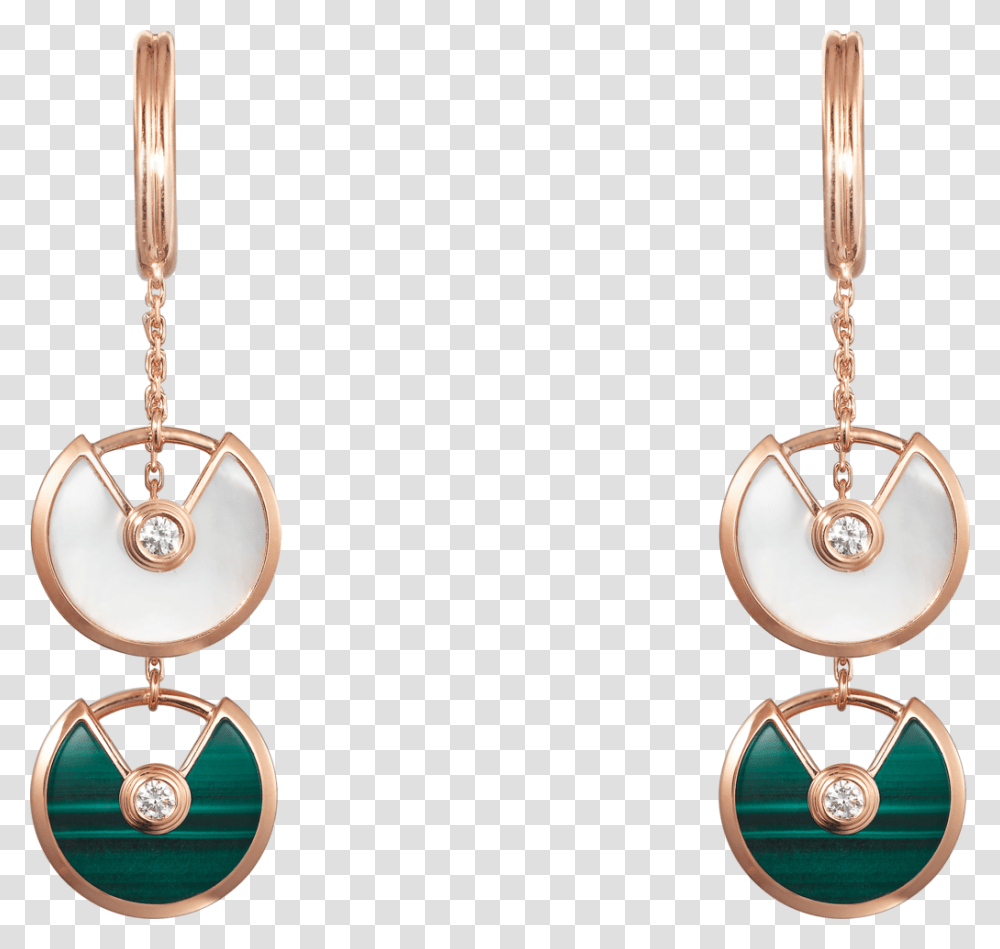Amulette De Cartier Earringspink Gold Malachite White Amulette De Cartier Earrings, Accessories, Jewelry, Necklace, Pendant Transparent Png
