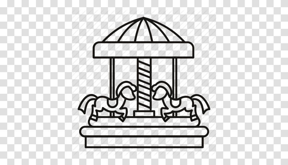 Amusement Carnival Carousel Line Outline Park Round Icon, Rug, Water Tower, Furniture Transparent Png