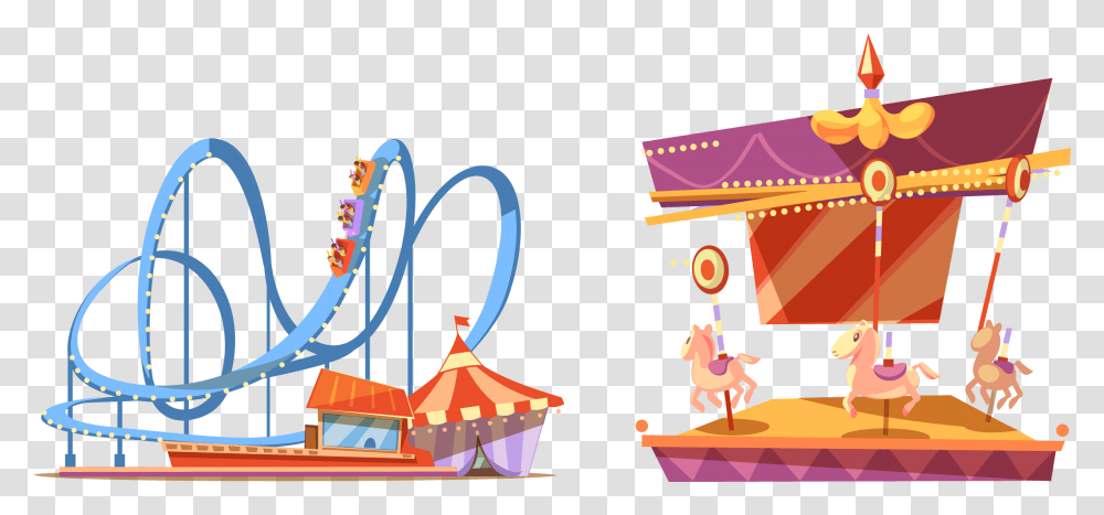 Amusement Park Amusement Park Roller Coaster Clipart, Circus, Leisure Activities, Crowd, Camping Transparent Png