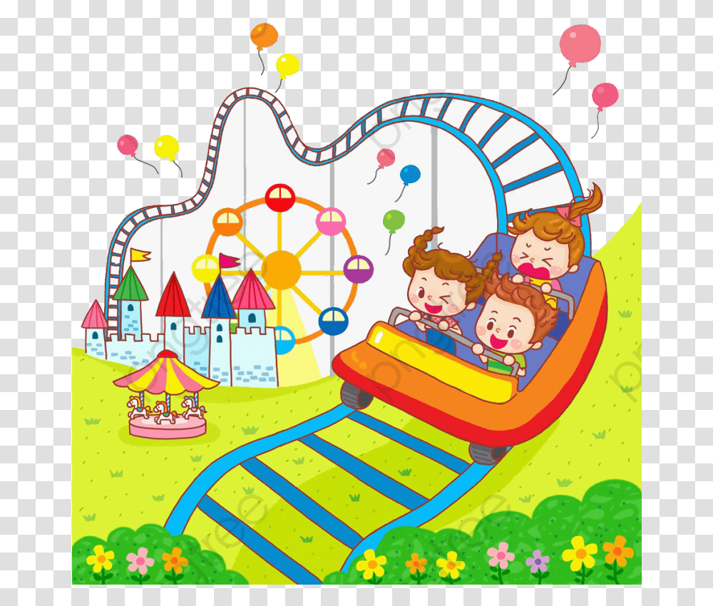 Amusement Park Clip Art Animated Roller Coaster Clipart, Theme Park Transparent Png