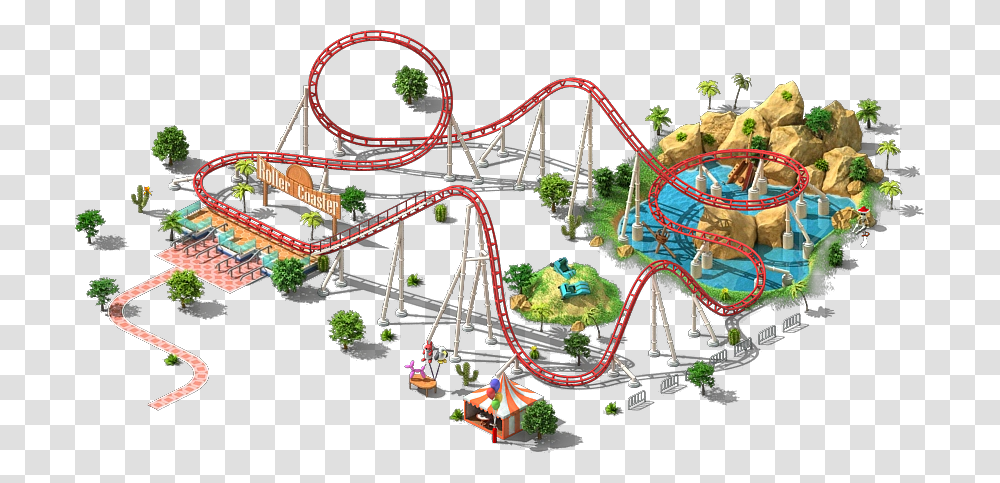 Amusement Park Clipart Roller Coaster, Theme Park Transparent Png