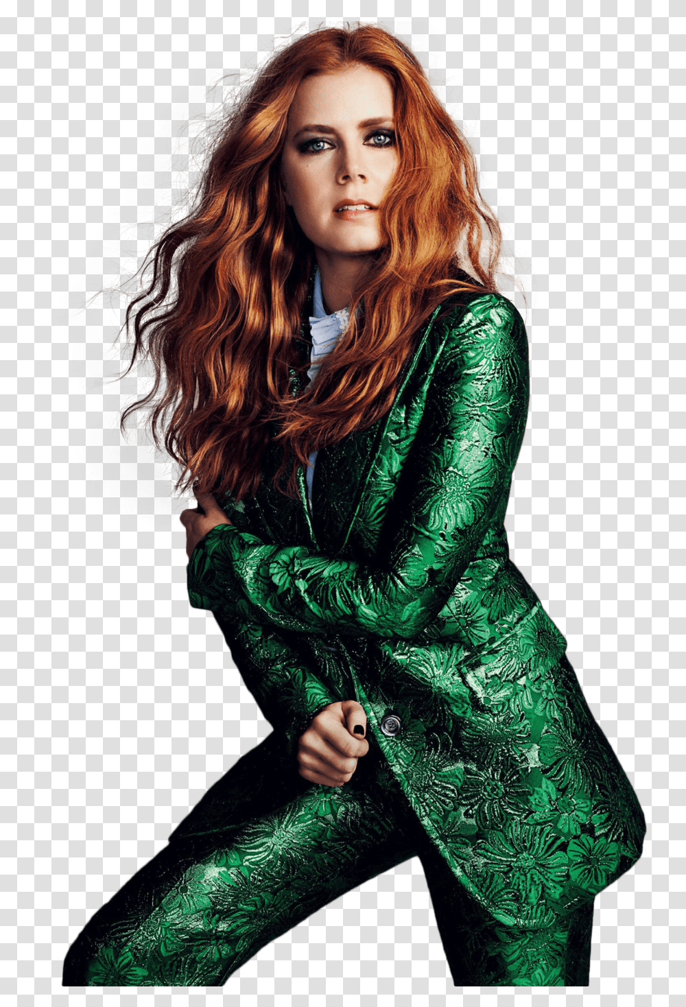 Amy Adams Green Suit Daisy Jones And The Six Band, Dress, Female, Person Transparent Png