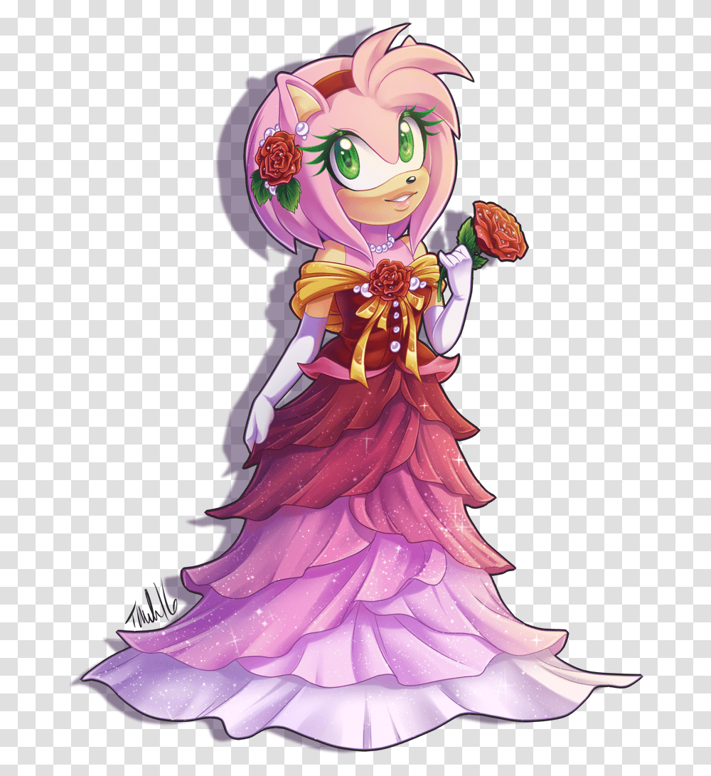 Amy Rose In Bloom By Metalpandora Fur Affinity Dot Net Amy Rose In Bloom, Clothing, Female, Dress, Evening Dress Transparent Png