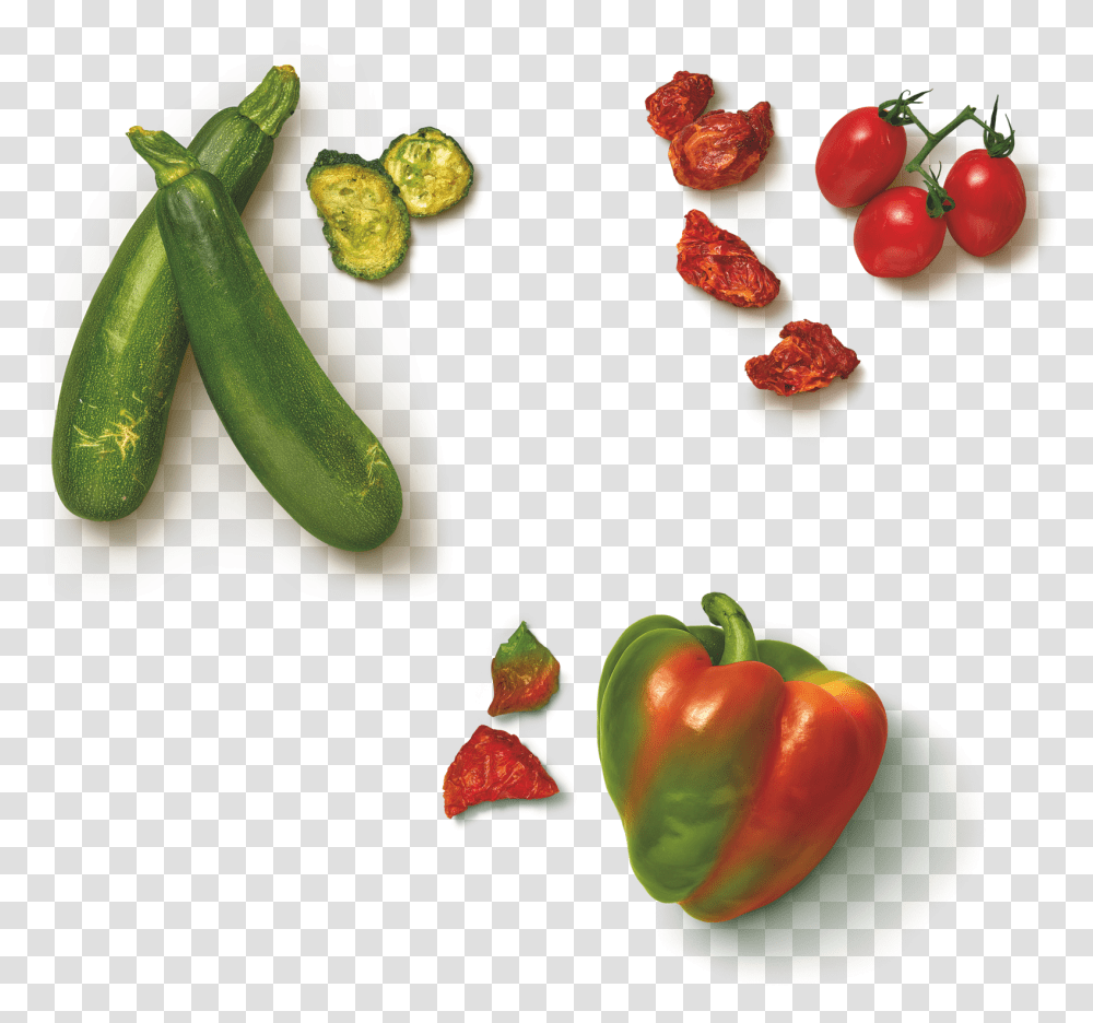 An Assortment Of Dirt Kitchen Snacks Including Blushed Zucchini, Plant, Food, Vegetable, Pepper Transparent Png