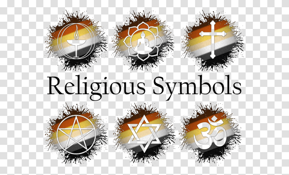 An Assortment Of Various Religious Symbols In Bear Lgbt Flag Religions Symbols, Alphabet, Collage, Poster Transparent Png