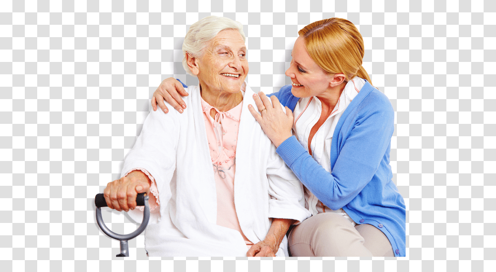 An Elderly And A Nurse Caring For Your Grandparents, Person, Human, People, Senior Citizen Transparent Png