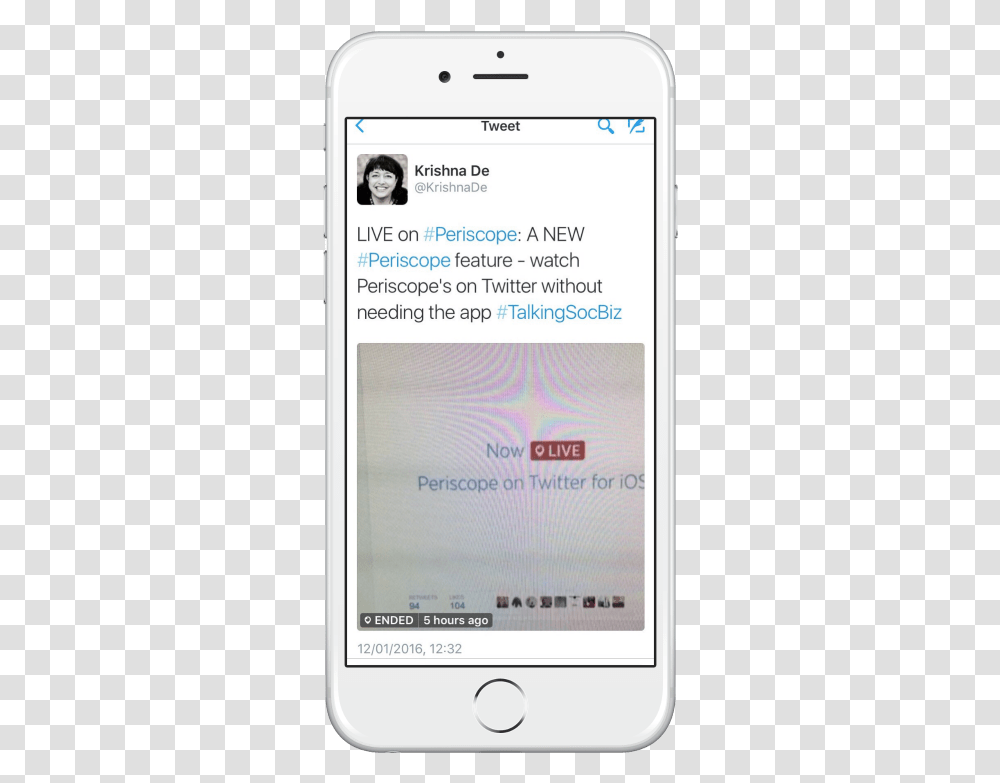 An Example Of A Periscope Live Stream Viewed On The Iphone, Mobile Phone, Electronics, Cell Phone Transparent Png