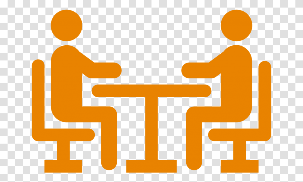 An Icon Representing Two People Seated At A Table Table With Two People Seated, Cross, Logo Transparent Png