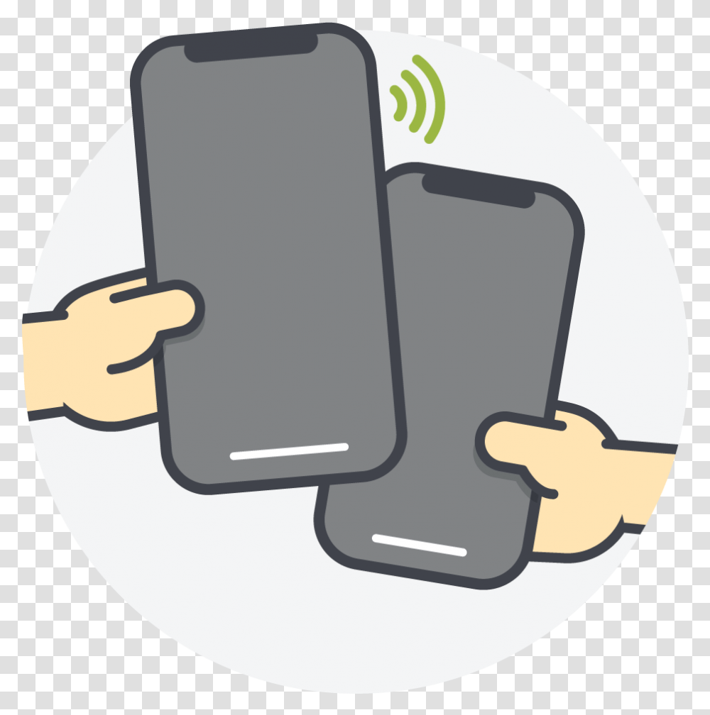 An Icon Showing Two Mobile Phones Sharing The App Smartphone, Electronics, Hand, Cell Phone, Accessories Transparent Png