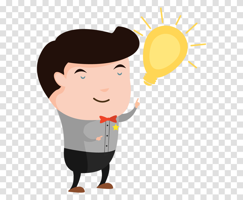 An Idea Light Bulb Over His Head Cartoon Thinking Person, Plant, Grain, Produce, Vegetable Transparent Png