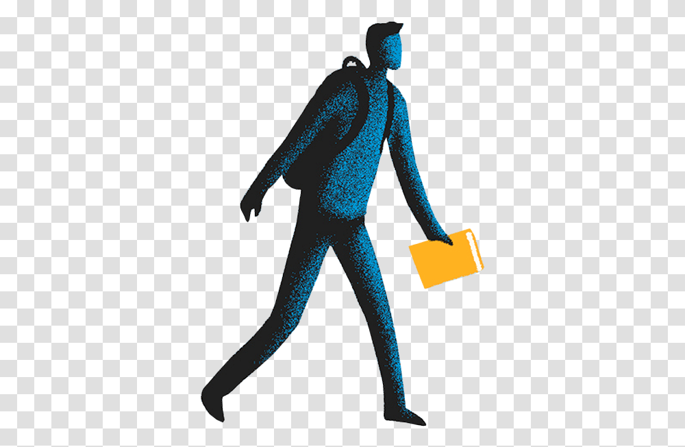An Illustration Of A Student Walking With A Backpack Illustration, Person, Long Sleeve Transparent Png
