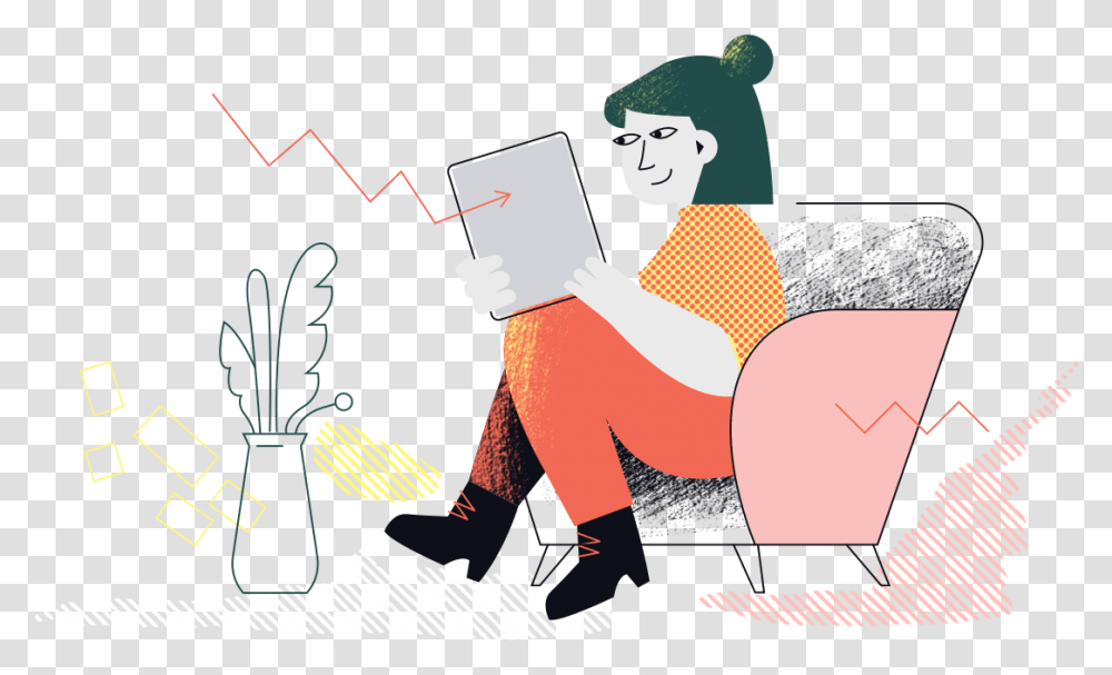 An Illustration Of A Woman Casually Sitting On An Armchair Cartoon, Person, Performer, Leisure Activities Transparent Png