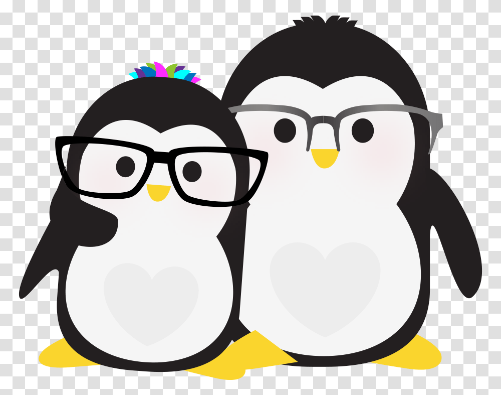 An Illustration Of Penguins Wearing Glasses Penguin With Glasses, Bird, Animal, Beak Transparent Png